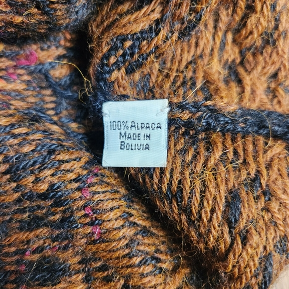 PERUVIAN CONNECTION 100% alpaca zip front boho cardigan - Picture 8 of 11